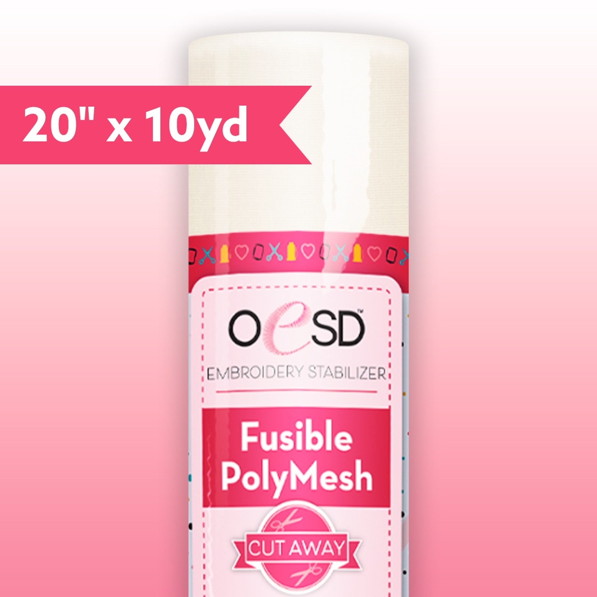Polymesh Fusible CutAway White - 20" x 10 yd