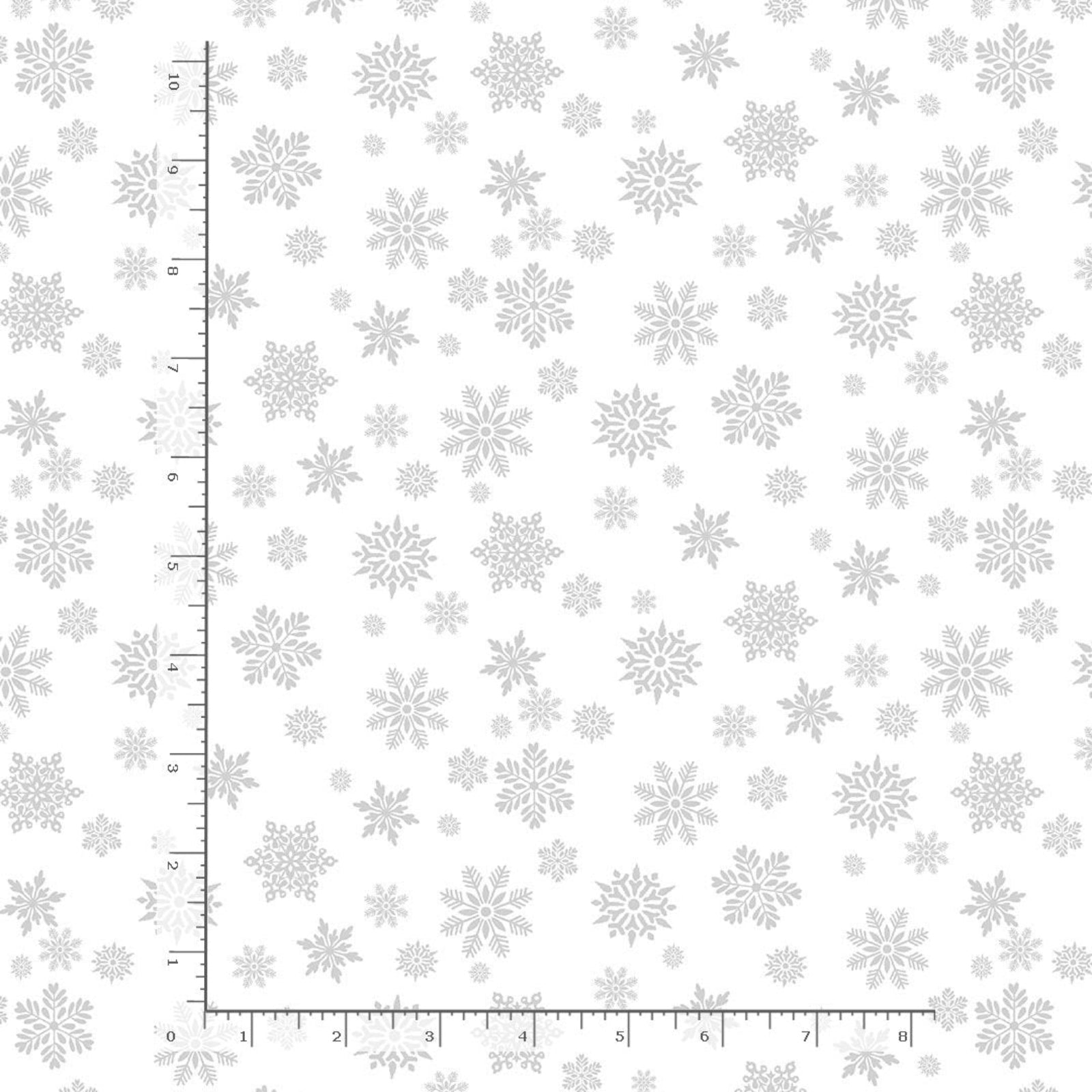 Pattern of snowflakes on a white background with a ruler at the bottom.