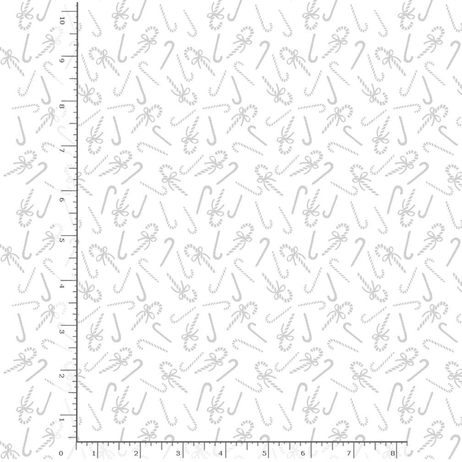 White on white candy cane fabric and ruler for scale