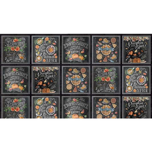 Happy Pie Season - Hot Apple Cider Panel - Black