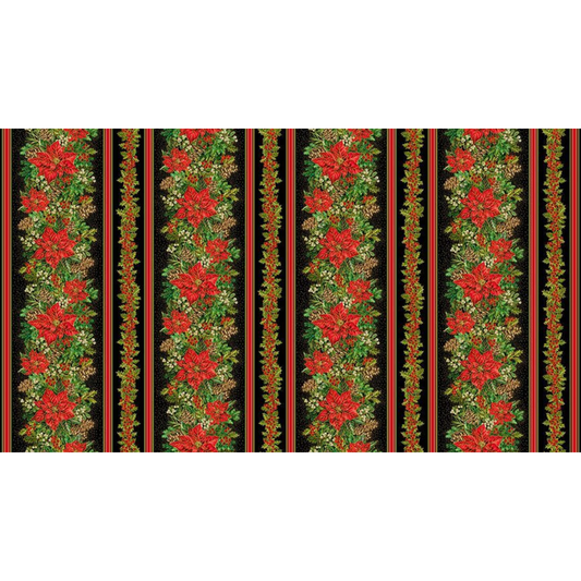 Joyful Metallic - Poinsettia Border Stripe