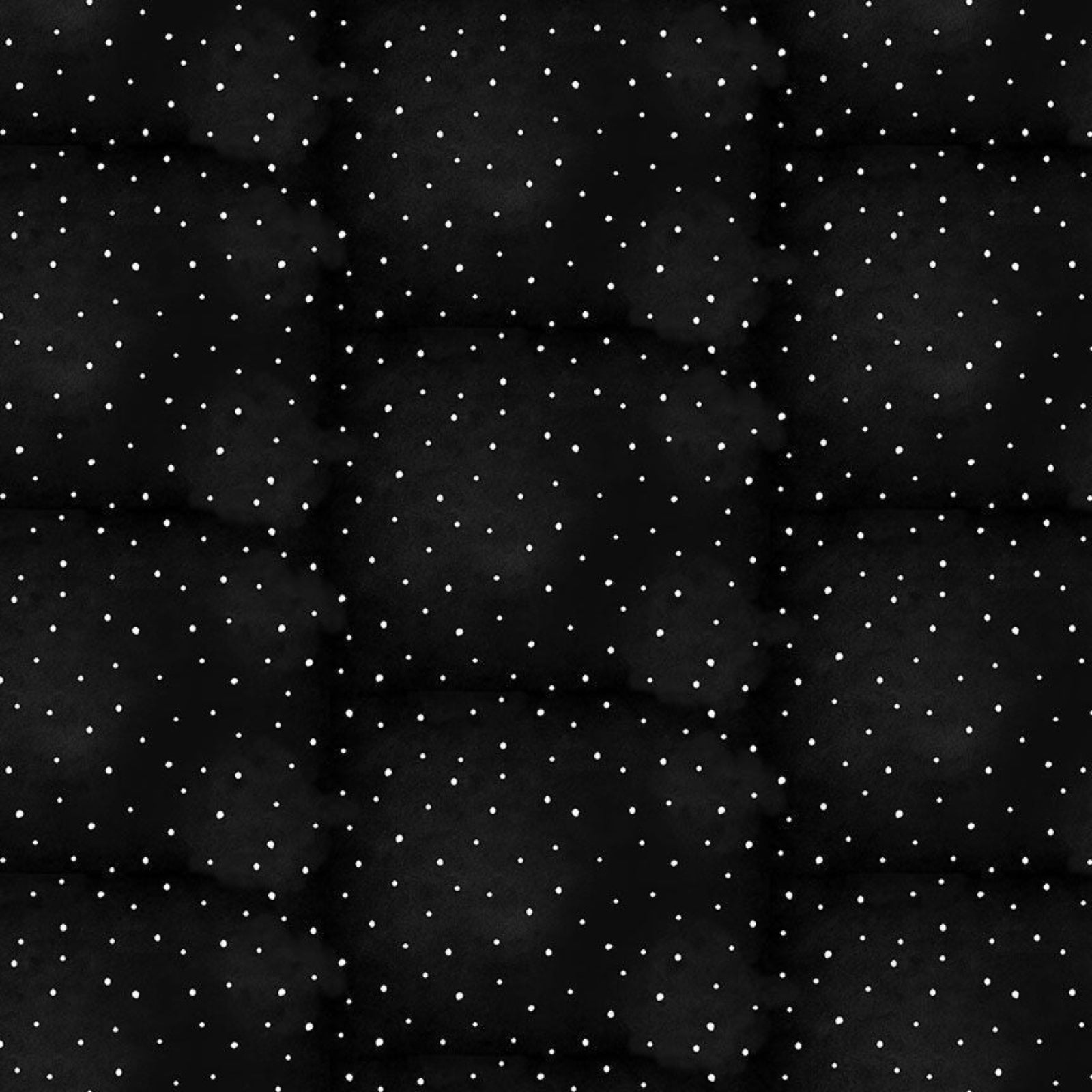 Black fabric with a scattered pattern of small white dots, resembling a starry night sky print.