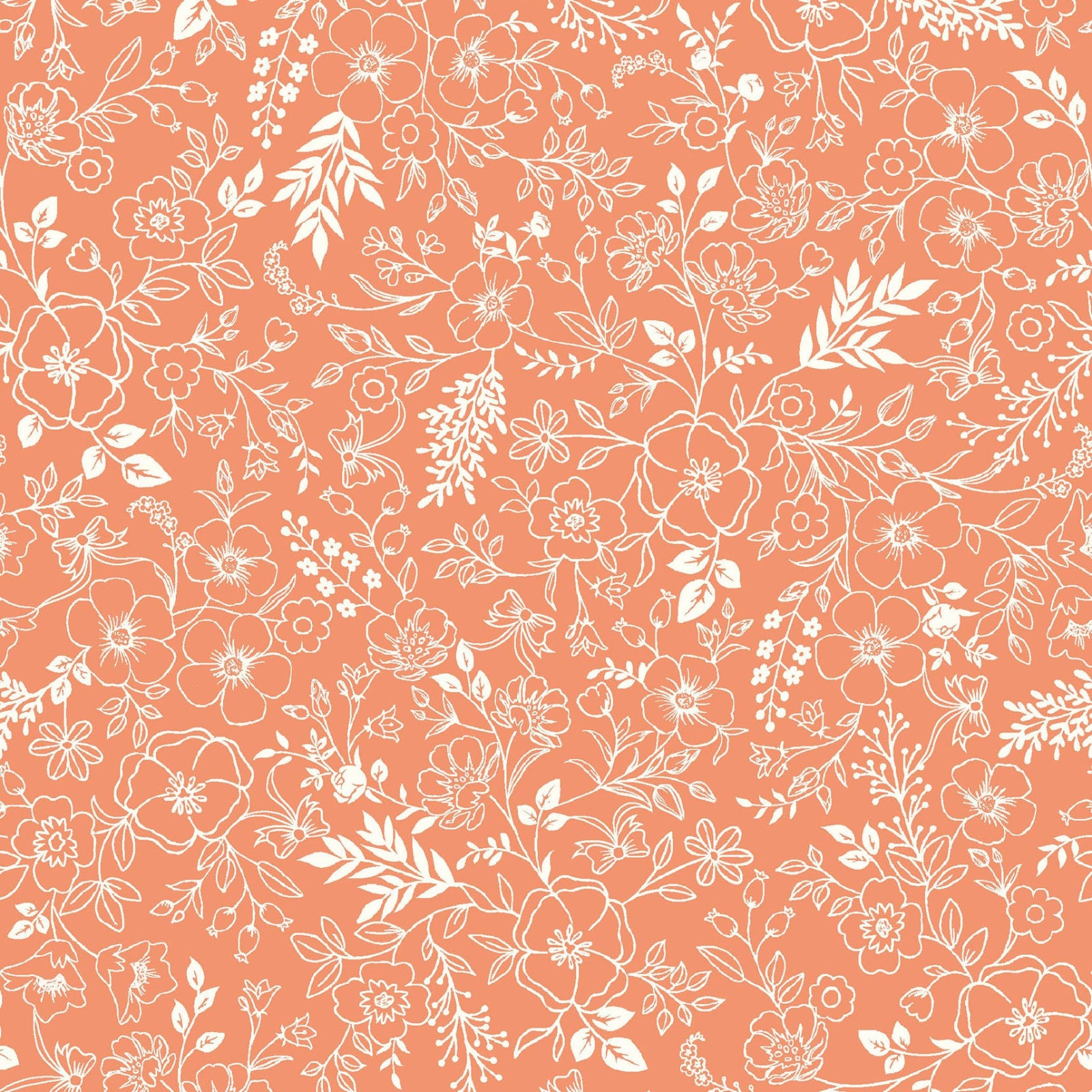 White floral pattern on a peach-colored background