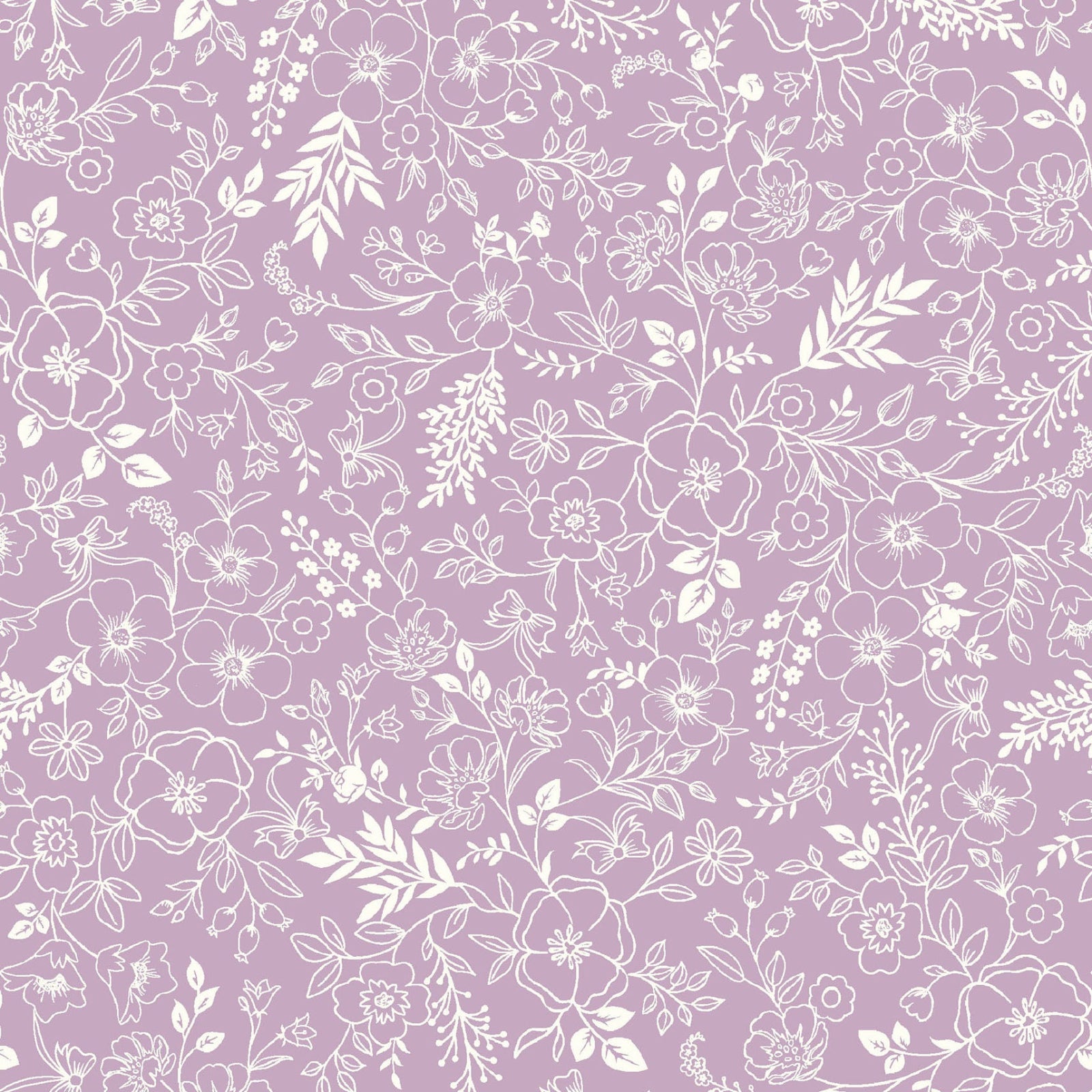 White floral pattern on a purple background