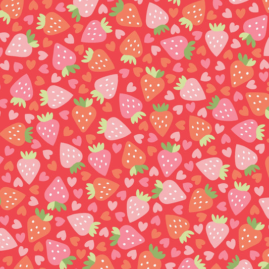 Sweet Shoppe - Strawberries and Hearts - Red
