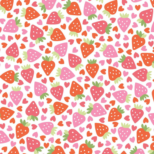 Sweet Shoppe - Strawberries and Hearts - White