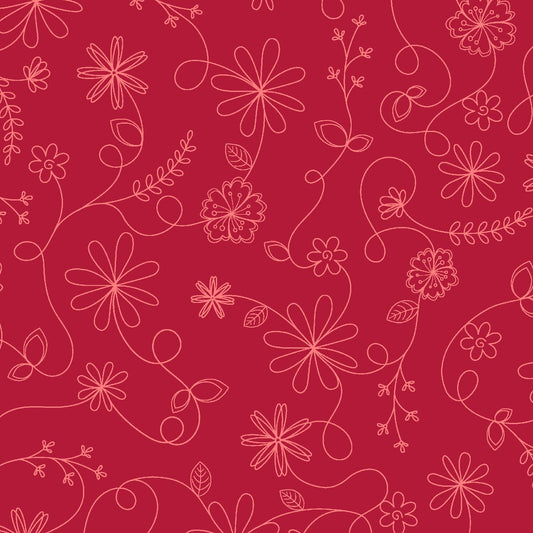 Kimberbell Basics - Swirl Florals - Red