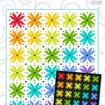 Quilt pattern with colorful star designs on a white background, featuring the brand 'Cornerways'.