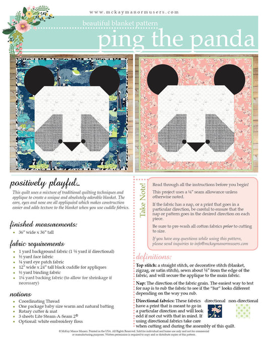 Ping the Panda - Quilt Pattern