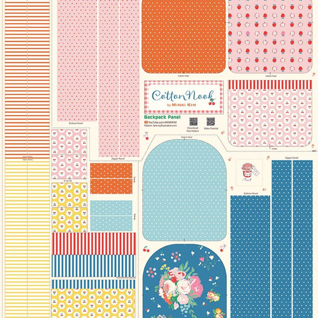panel fabric for making two backpacks