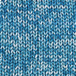 A close-up of a blue and white heathered knit fabric texture.