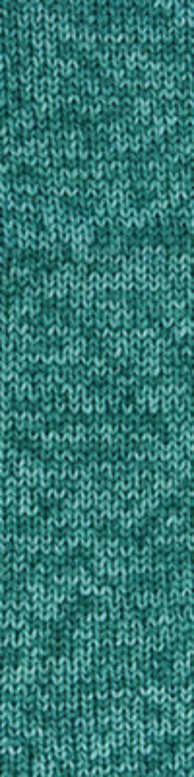 A close-up of a teal green knit fabric texture, showing the detailed knit pattern and color.