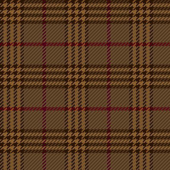A close-up of a brown plaid fabric pattern with  stripes and thin red intersecting lines.