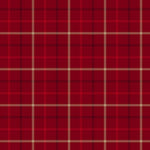 Red plaid fabric pattern with beige and black grid lines, shown as a flat texture closeup.