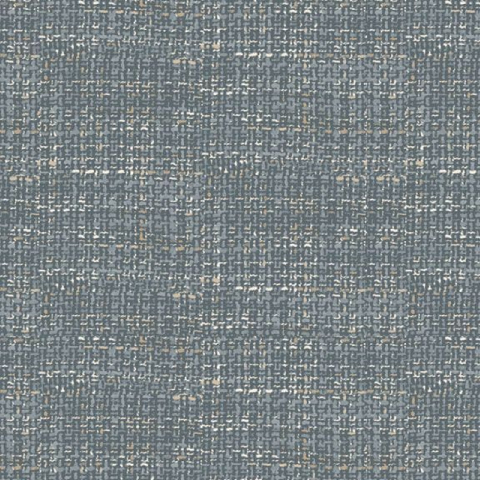 A close-up of a printed  woven fabric texture in a heathered slate blue-gray color with subtle beige and white threads.