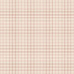 A close-up of a fabric pattern featuring a fine houndstooth weave overlaid with a soft pink plaid grid, in light beige and dusty pink tones.