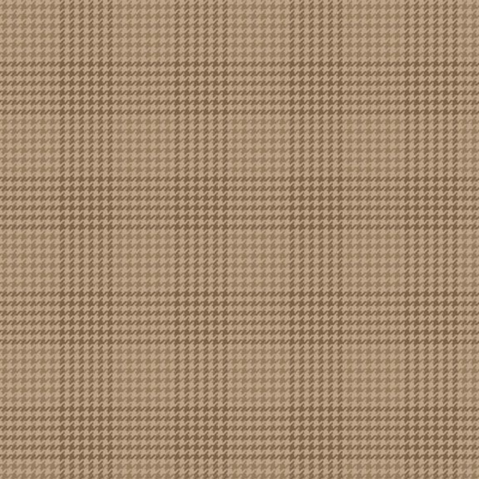 A close-up of a brown and beige houndstooth fabric pattern with a fine woven texture.