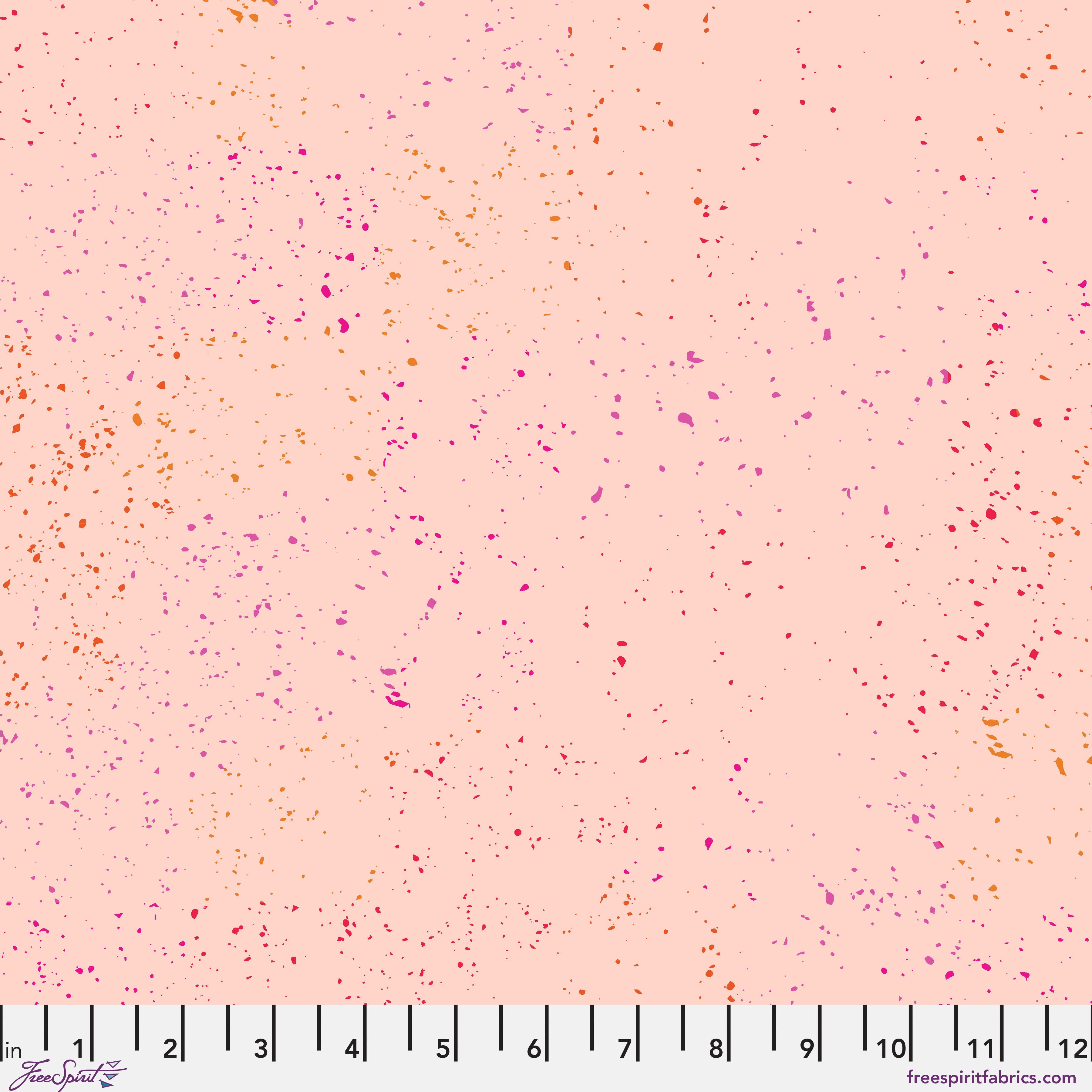 Speckled fabric pattern on a pink background.