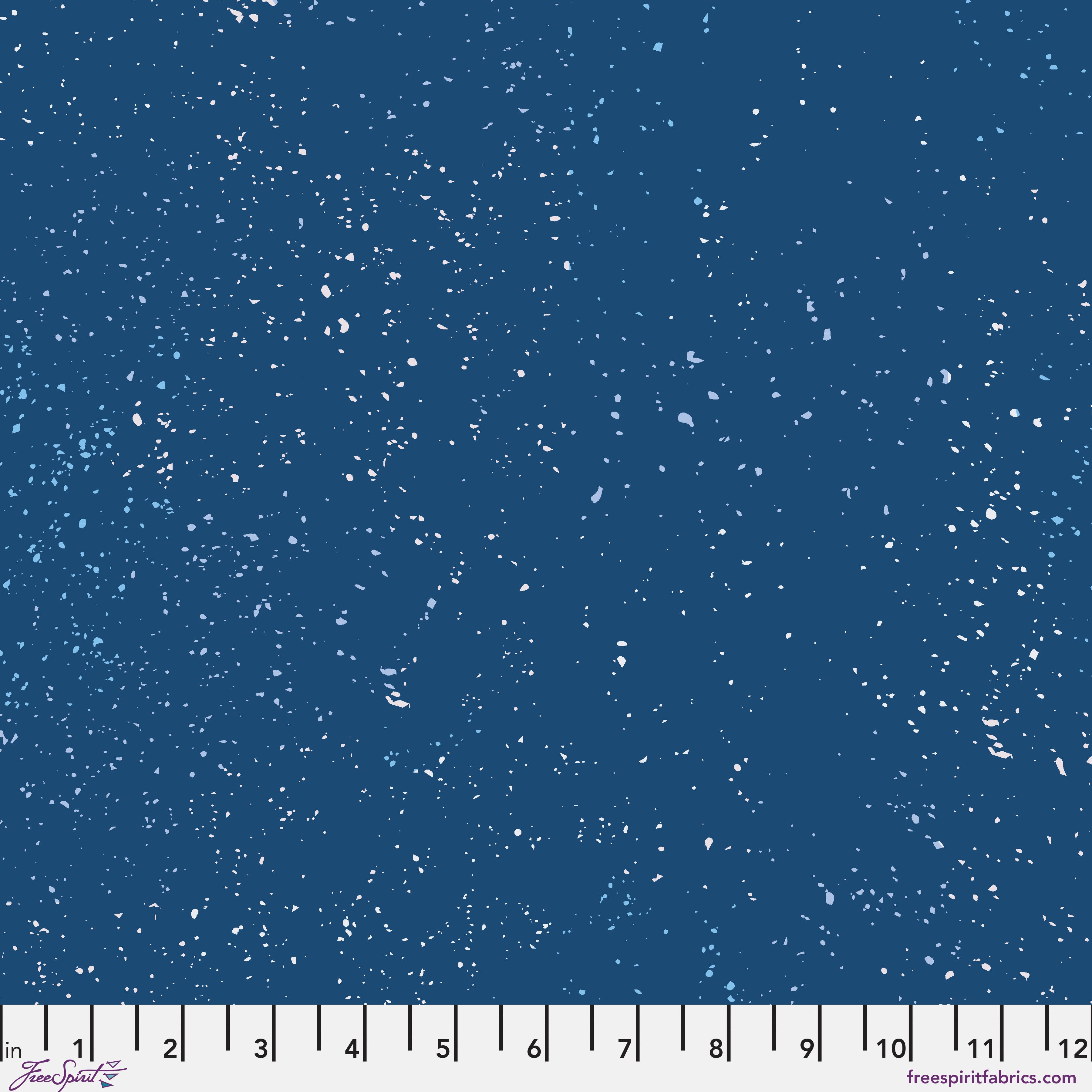 Blue fabric with white & blue speckles.