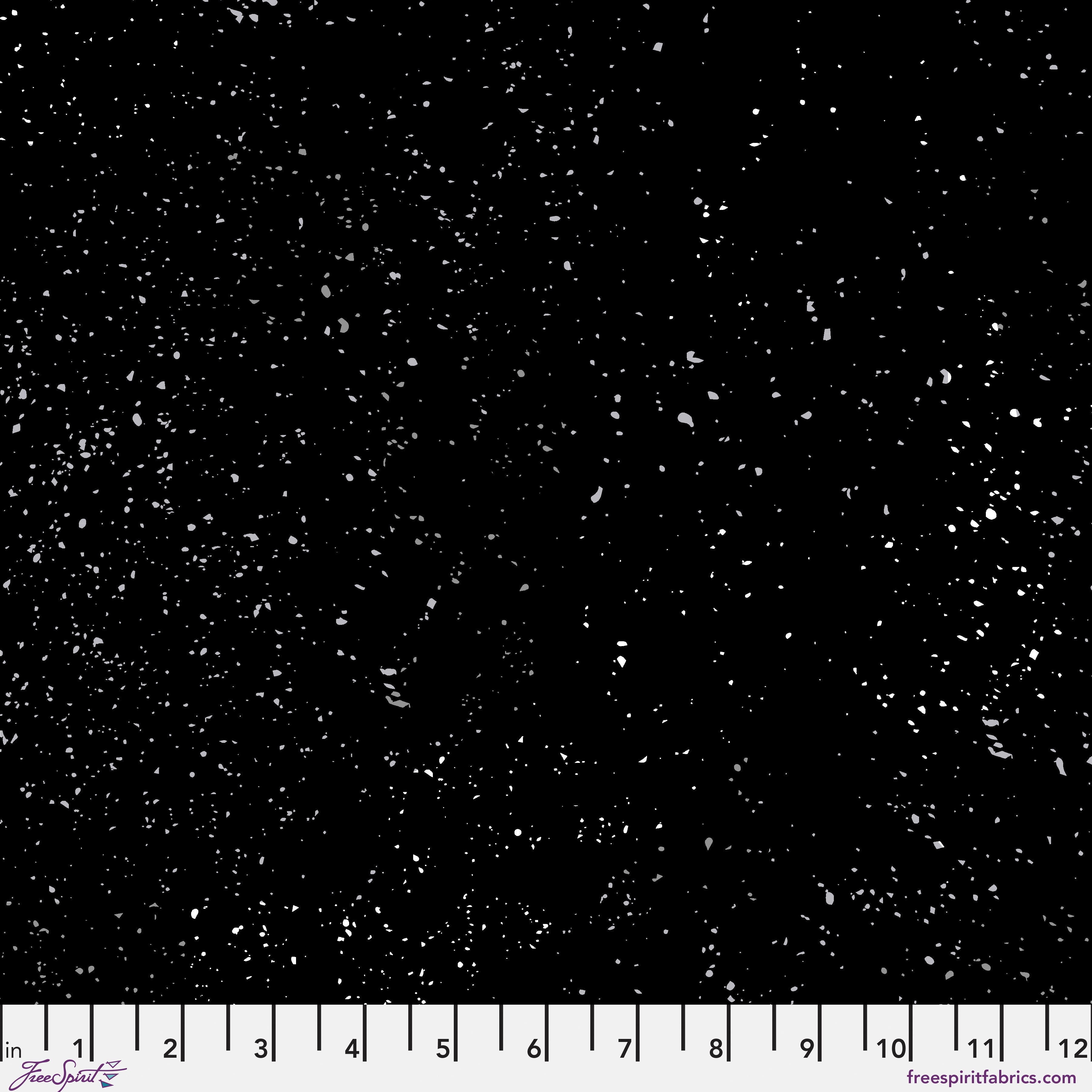 Black fabric with white speckles.