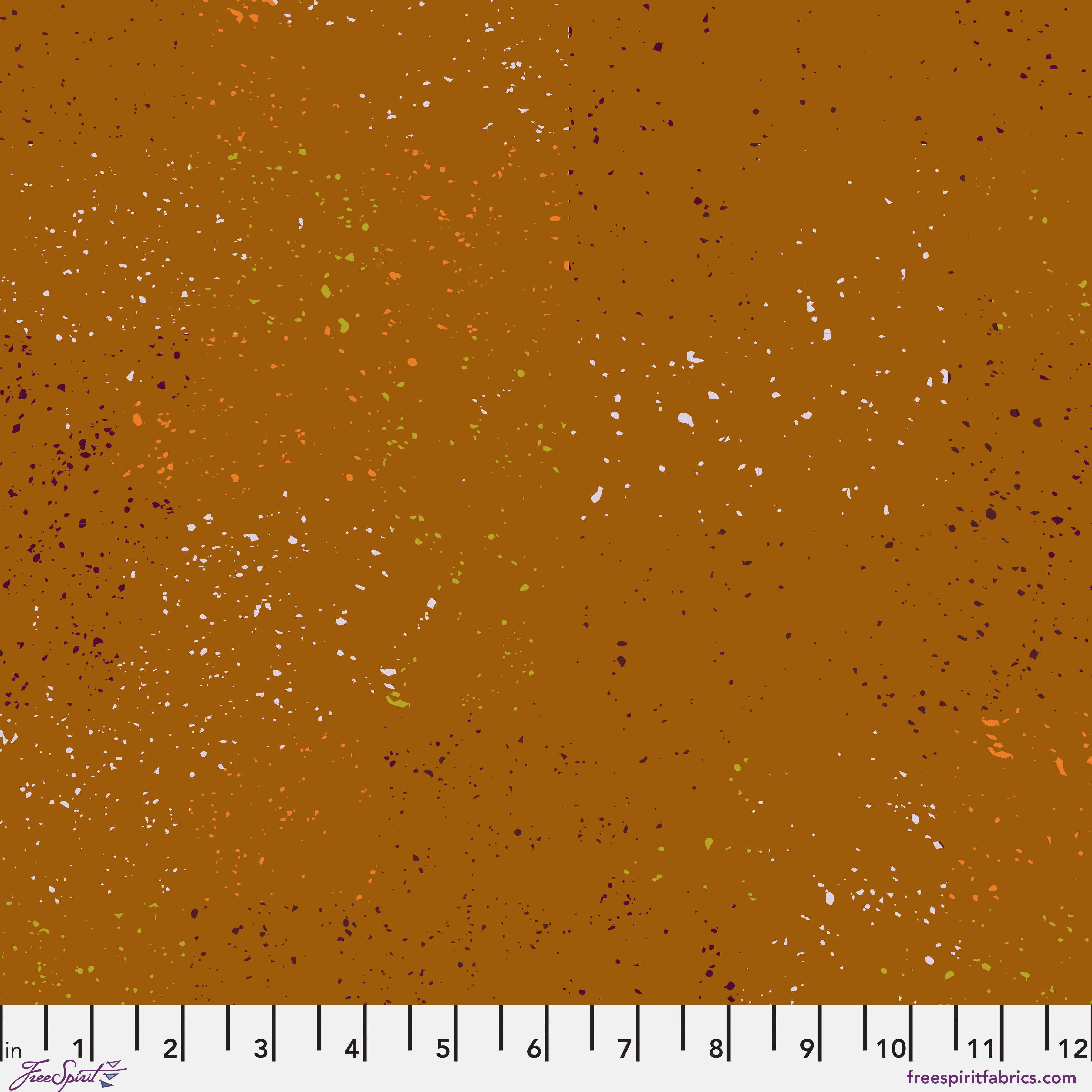 Brown fabric with speckled pattern.
