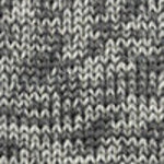 Close-up of a heathered gray and off-white knit fabric texture.