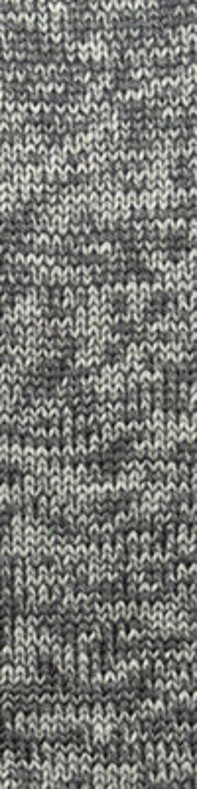 Close-up of a heathered gray and off-white knit fabric texture.