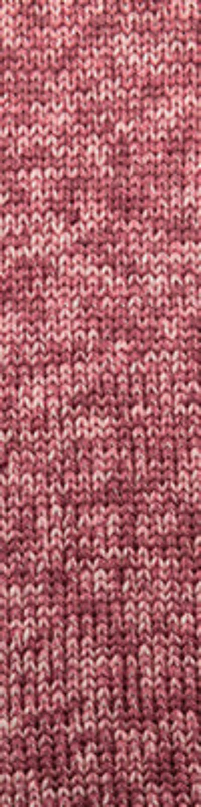A close-up of a marled knit fabric texture in a dusty rose and pink colorway, showing the detailed knit pattern.