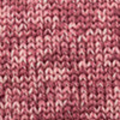A close-up of a marled knit fabric texture in a dusty rose and pink colorway, showing the detailed knit pattern.