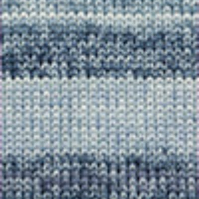 A close-up of a woven textile with horizontal stripes in shades of blue, navy, and light gray.