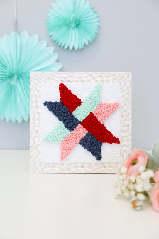 Pre-Order - Punch Needle Kit - Woven Star Block