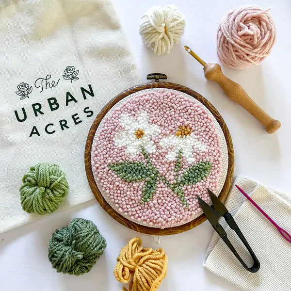 Punch Needle - Pink Daisies