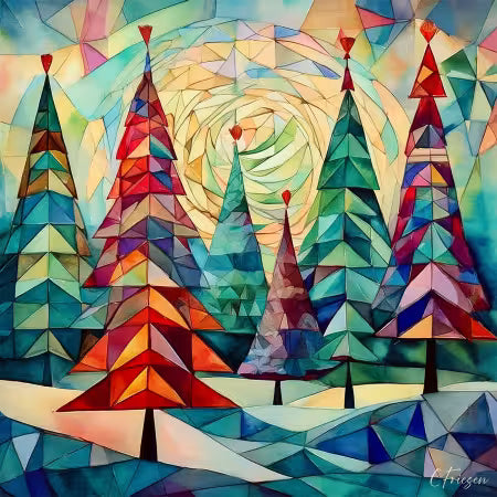 Note Card - Quilted Trees I