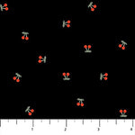 Cherry pattern on black fabric with a white border