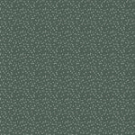 A close-up of a dark green fabric or material with a repeating pattern of small white flowers.