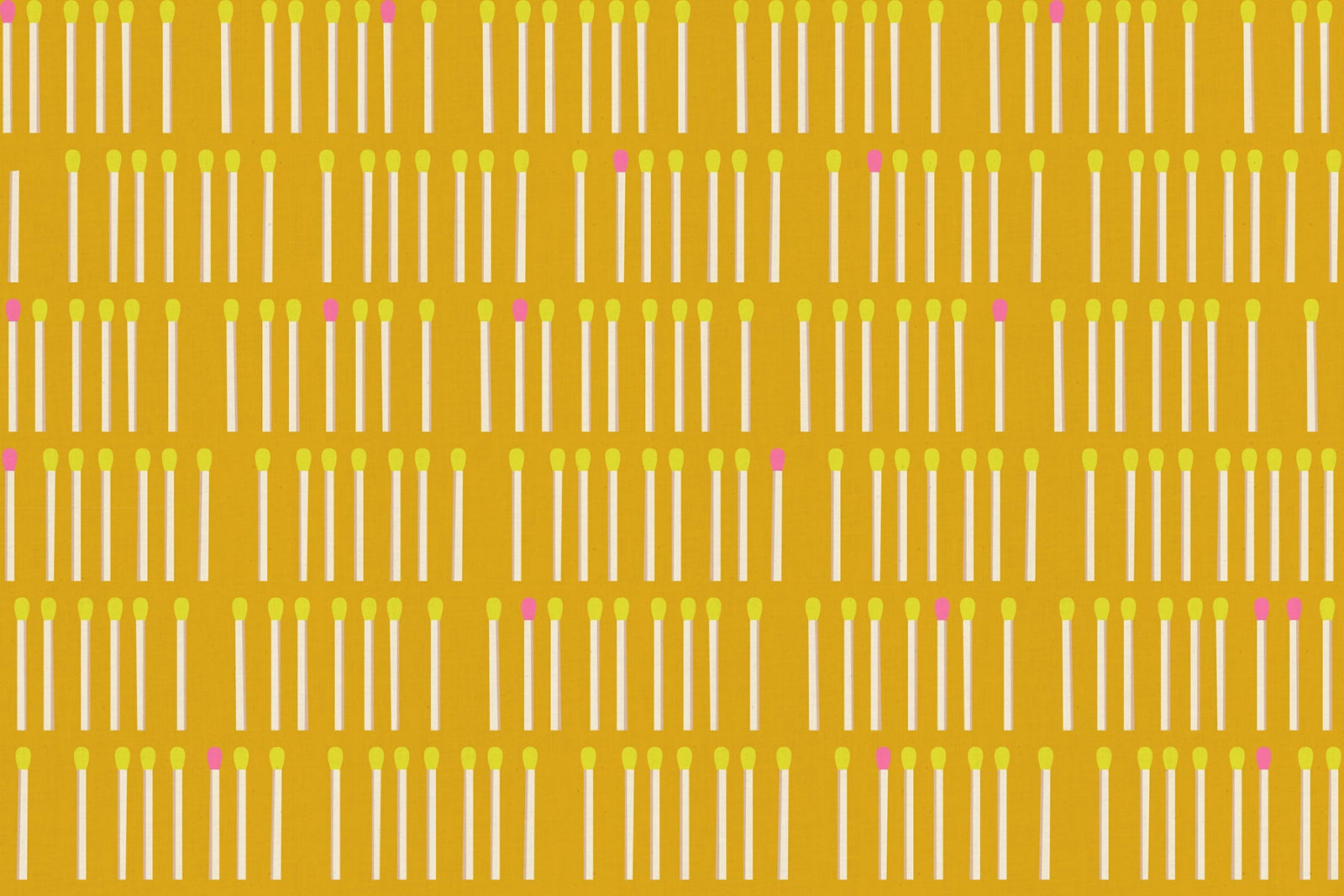 Pattern of matchsticks on a yellow background