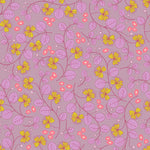 Floral pattern with yellow and pink flowers on a purple background