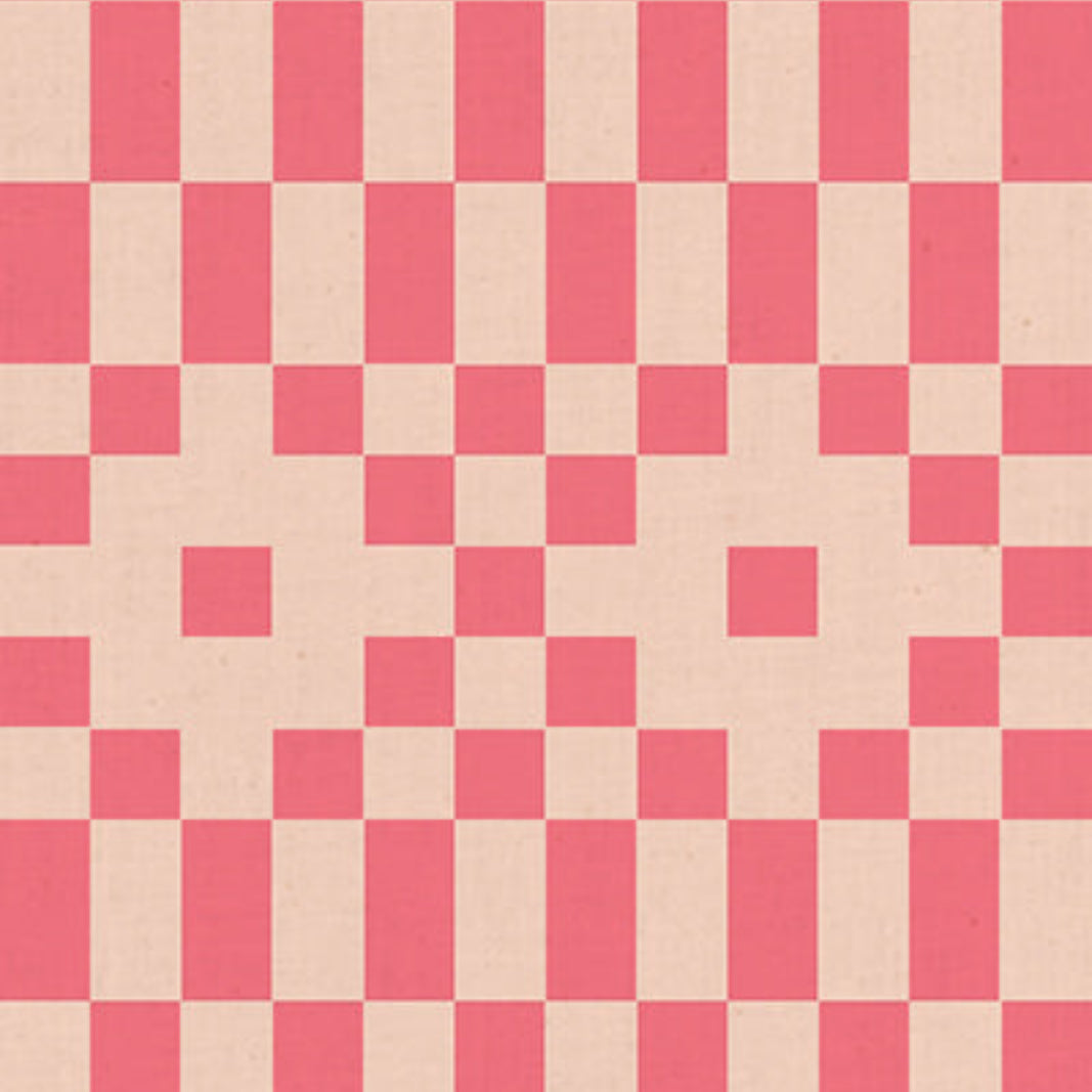 Checkered pattern with pink and beige squares
