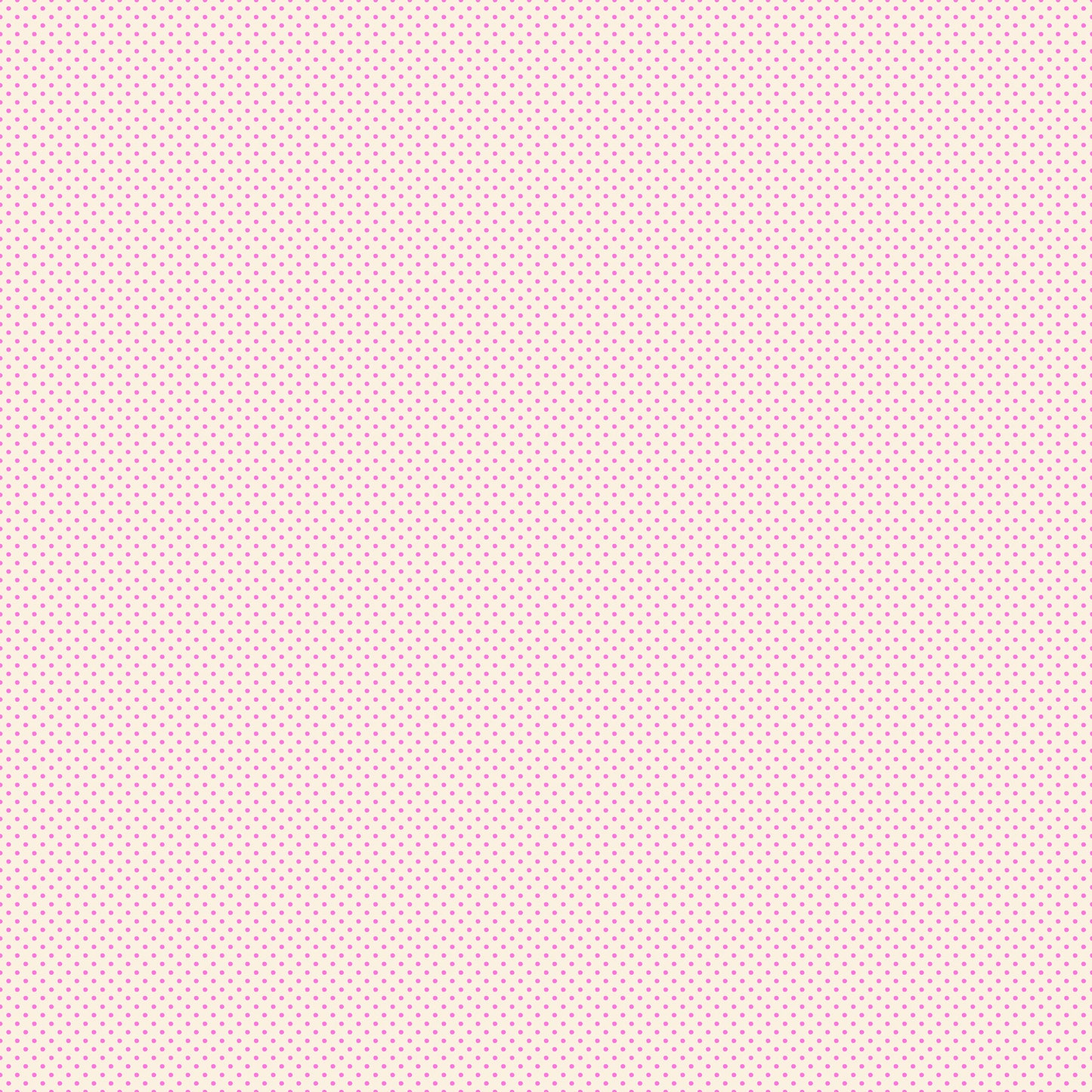 White background with a subtle pink polka dot pattern