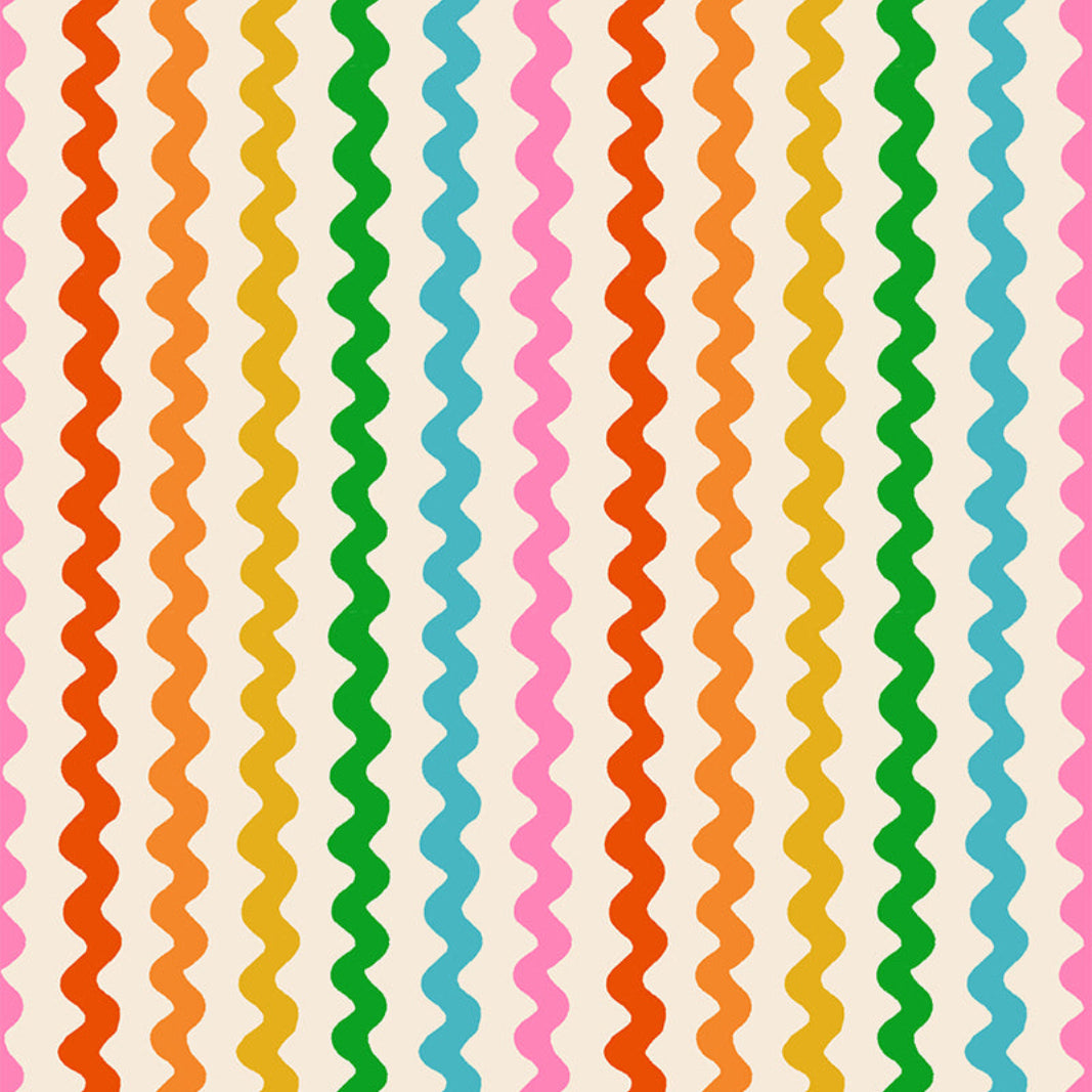 Colorful wavy pattern on a cream background