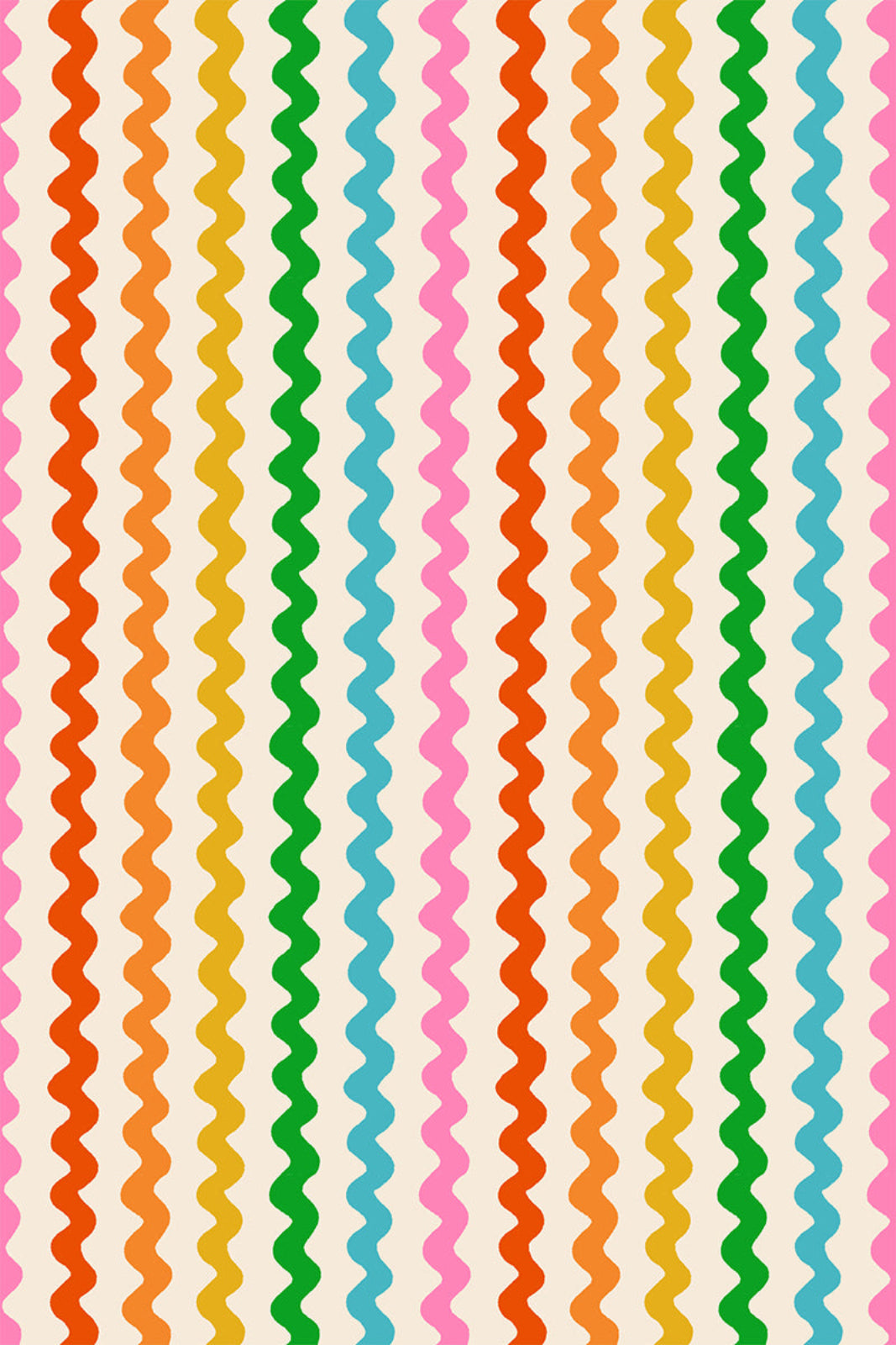 Colorful wavy pattern on a cream background