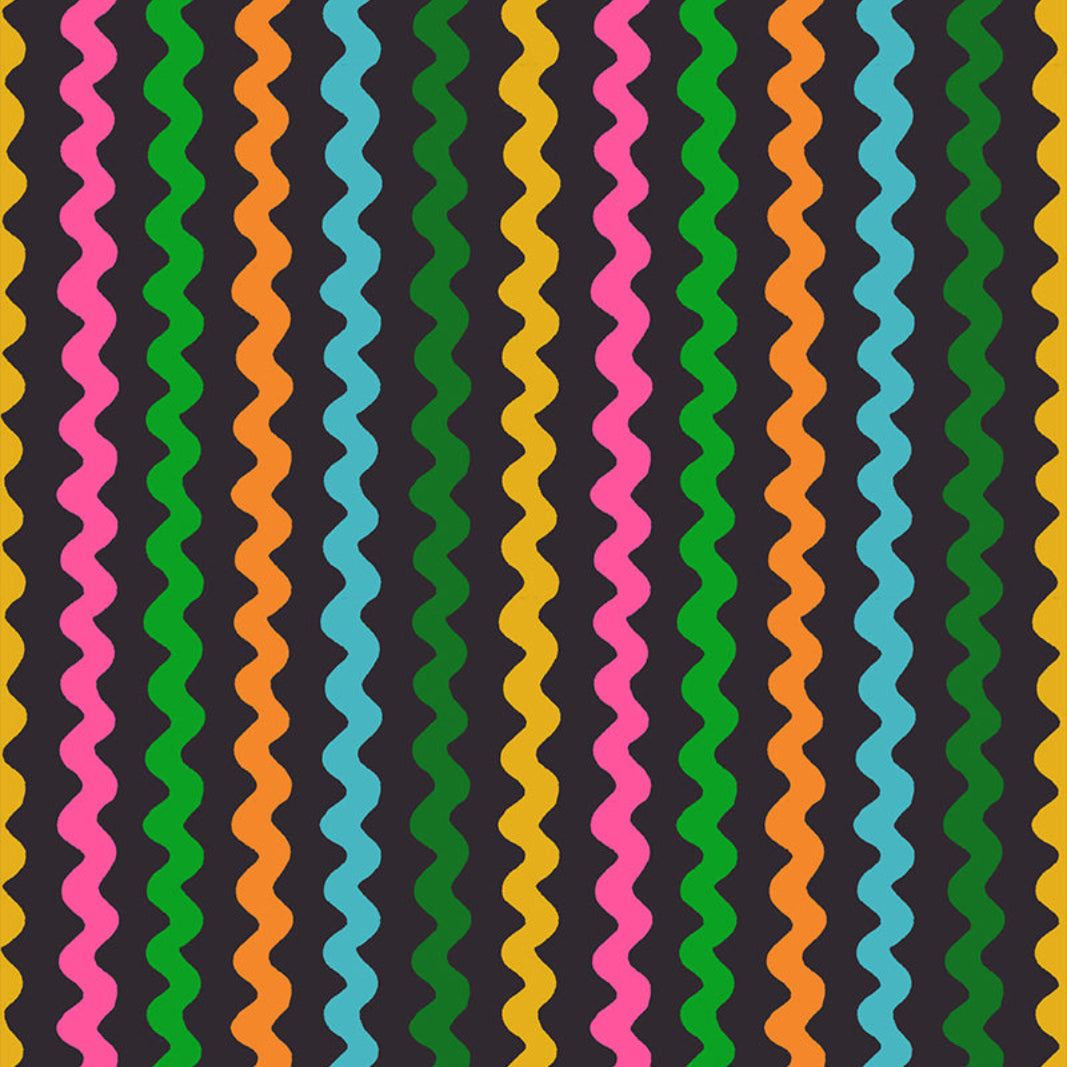Colorful wavy pattern on a black background