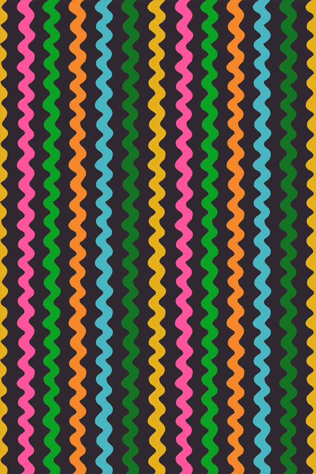Colorful wavy pattern on a black background