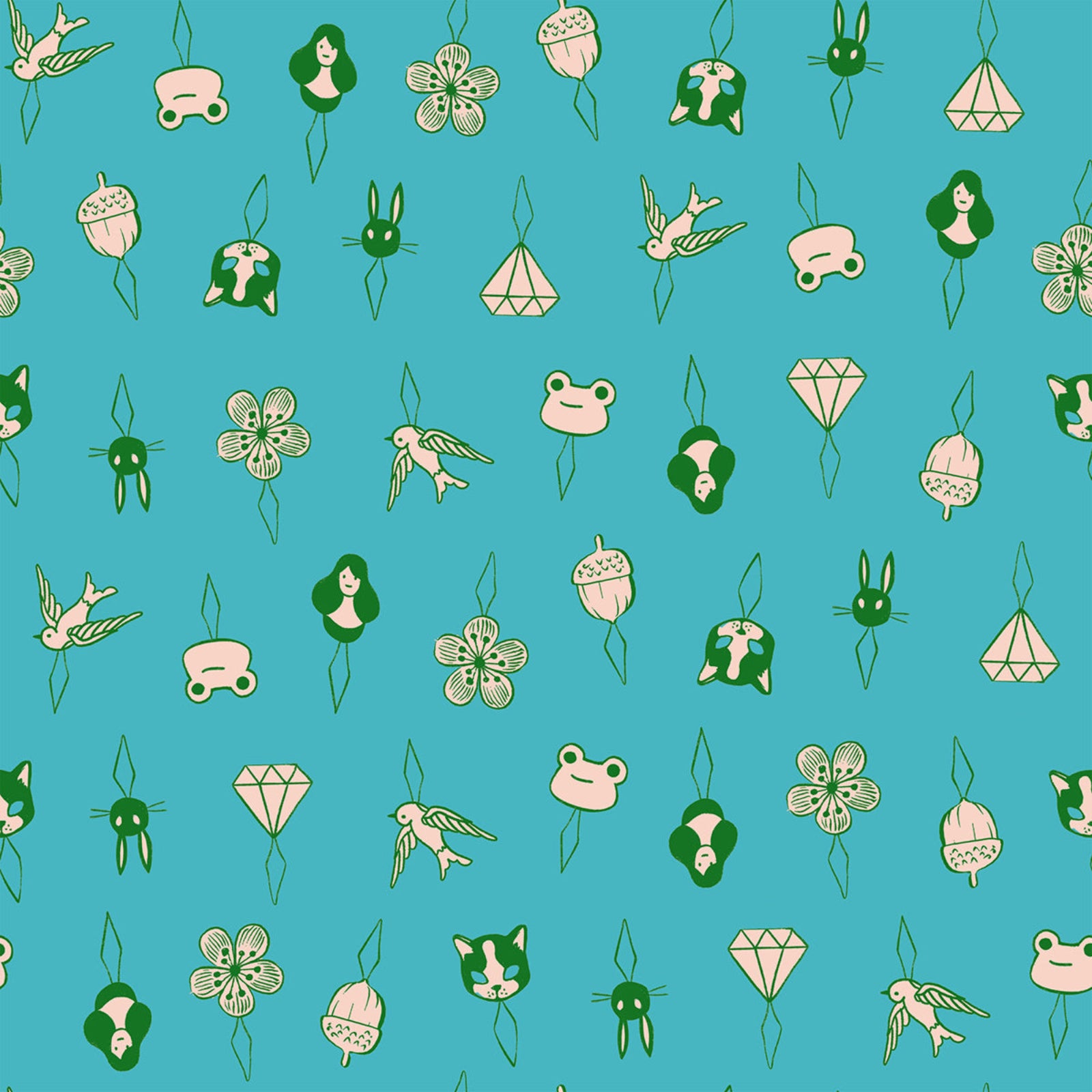 Pattern of various small icon threaders on a blue background