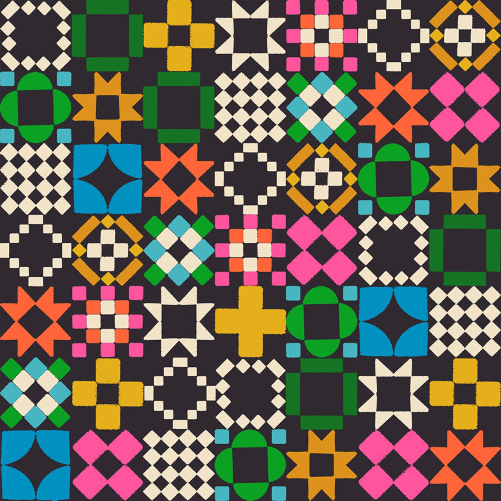 Colorful geometric pattern on a black background