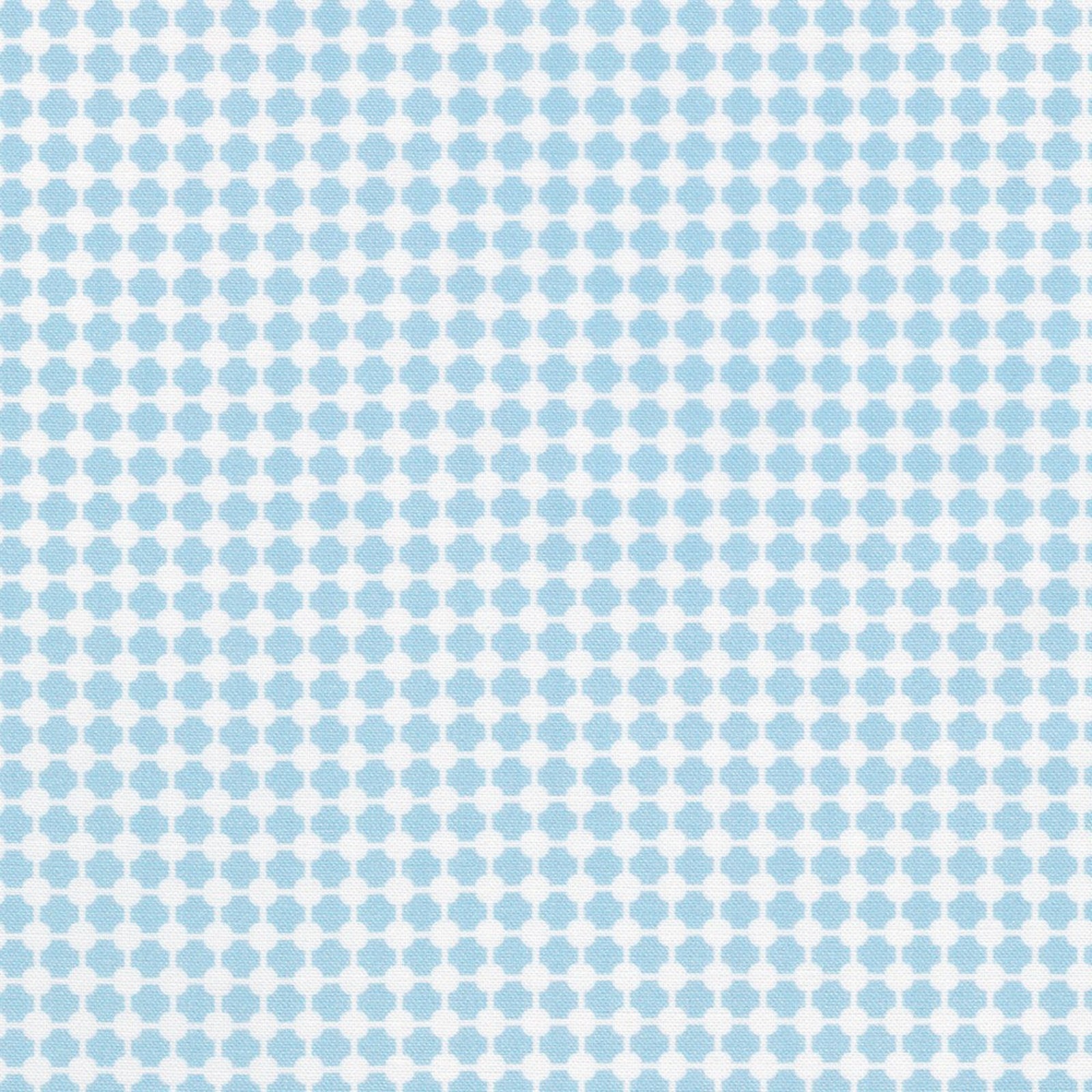A repeating pattern of small light blue hexagonal motifs on a white background.