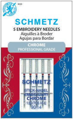 Schmetz Chrome Embroidery Needle 90/14 5pk