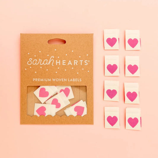 Pink Hearts - Label 8pc
