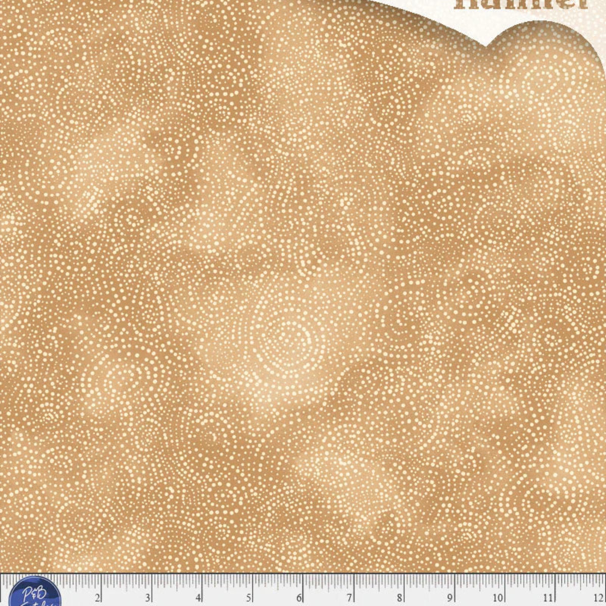 Beige flannel fabric with a subtle pattern and ruler at the bottom for scale.