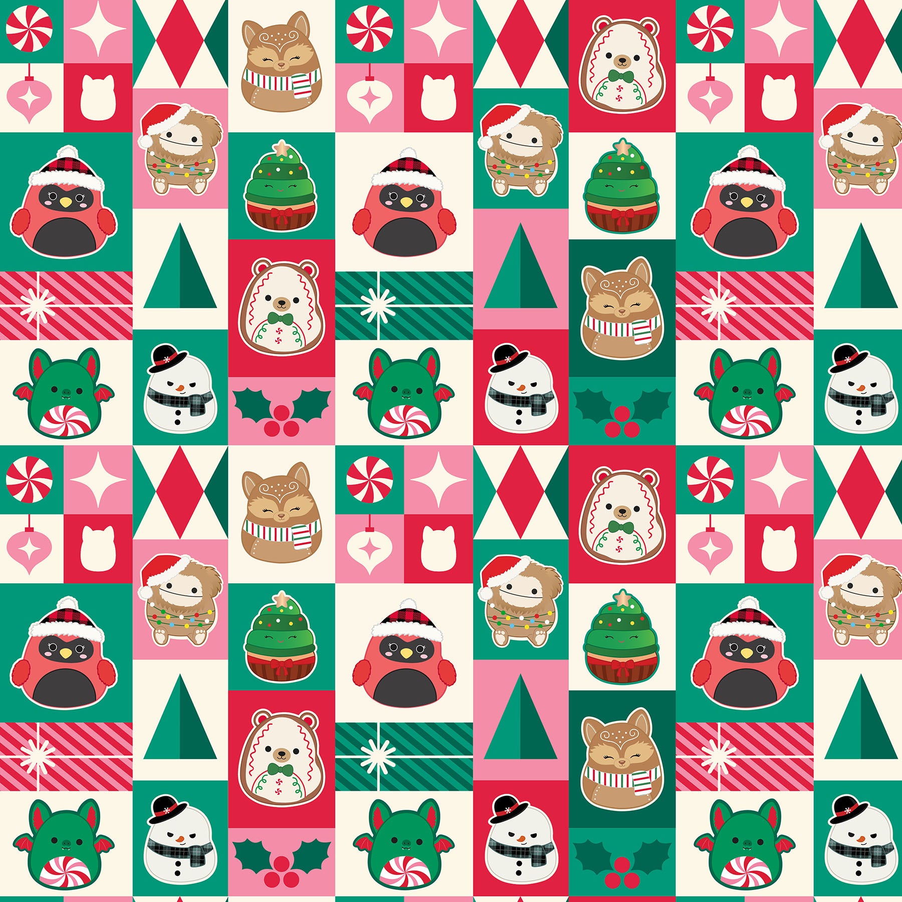 Christmas wrapping paper themed Squishallow fabric